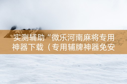 实测辅助“微乐河南麻将专用神器下载（专用辅牌神器免安装）