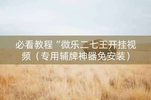 必看教程“微乐二七王开挂视频（专用辅牌神器免安装）