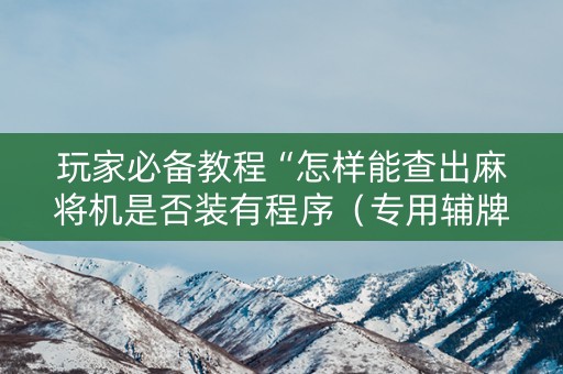 玩家必备教程“怎样能查出麻将机是否装有程序（专用辅牌神器免安装）