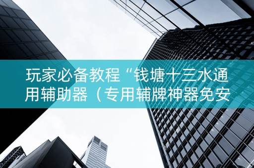 玩家必备教程“钱塘十三水通用辅助器（专用辅牌神器免安装）