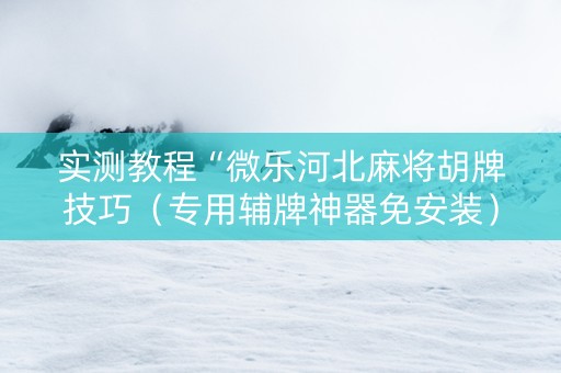 实测教程“微乐河北麻将胡牌技巧（专用辅牌神器免安装）