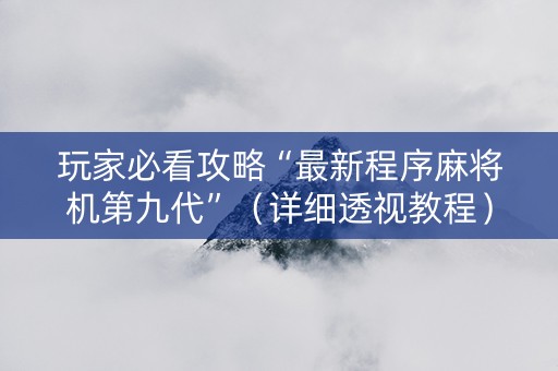 玩家必看攻略“最新程序麻将机第九代”（详细透视教程）-哔哩哔哩