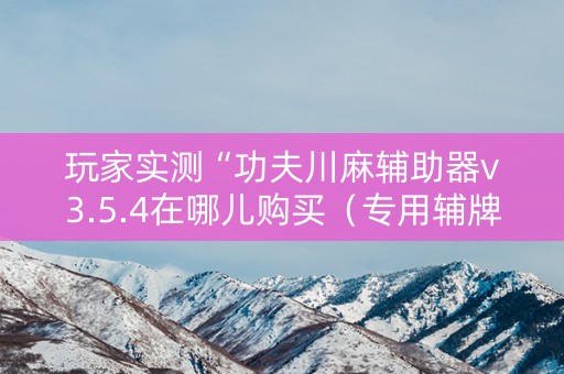 玩家实测“功夫川麻辅助器v3.5.4在哪儿购买（专用辅牌神器免安装）