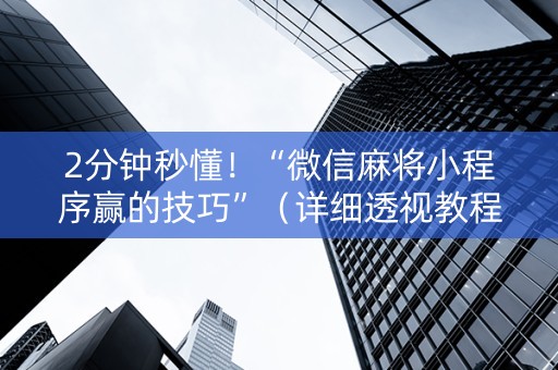 2分钟秒懂！“微信麻将小程序赢的技巧”（详细透视教程）-哔哩哔哩