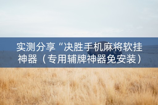 实测分享“决胜手机麻将软挂神器（专用辅牌神器免安装）