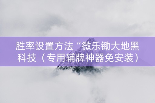 胜率设置方法“微乐锄大地黑科技（专用辅牌神器免安装）