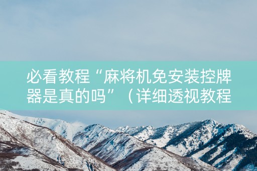 必看教程“麻将机免安装控牌器是真的吗”（详细透视教程）-哔哩哔哩