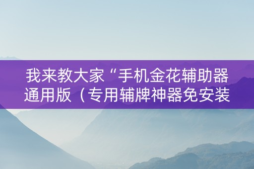 我来教大家“手机金花辅助器通用版（专用辅牌神器免安装）