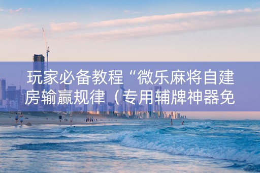 玩家必备教程“微乐麻将自建房输赢规律（专用辅牌神器免安装）