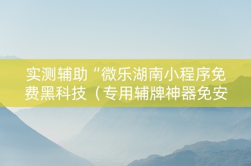 实测辅助“微乐湖南小程序免费黑科技（专用辅牌神器免安装）