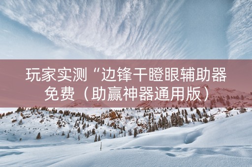 玩家实测“边锋干瞪眼辅助器免费（助赢神器通用版）