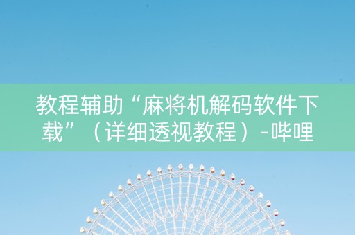 教程辅助“麻将机解码软件下载”（详细透视教程）-哔哩哔哩