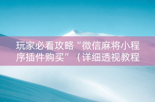 玩家必看攻略“微信麻将小程序插件购买”（详细透视教程）-哔哩哔哩