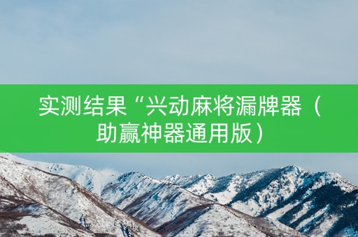 实测结果“兴动麻将漏牌器（助赢神器通用版）