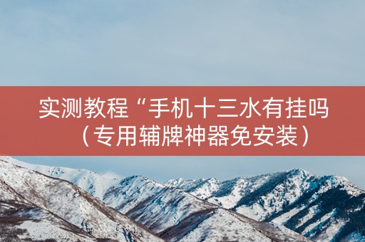 实测教程“手机十三水有挂吗（专用辅牌神器免安装）