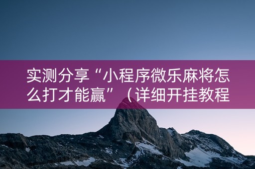 实测分享“小程序微乐麻将怎么打才能赢”（详细开挂教程）-哔哩哔哩