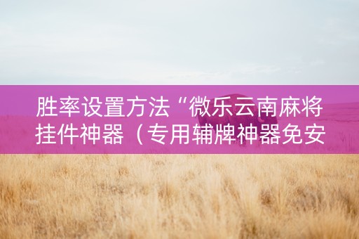 胜率设置方法“微乐云南麻将挂件神器（专用辅牌神器免安装）