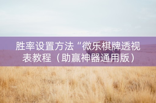 胜率设置方法“微乐棋牌透视表教程（助赢神器通用版）