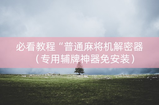 必看教程“普通麻将机解密器（专用辅牌神器免安装）