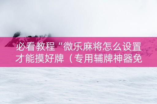 必看教程“微乐麻将怎么设置才能摸好牌（专用辅牌神器免安装）