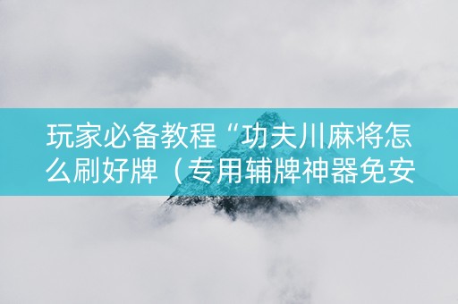 玩家必备教程“功夫川麻将怎么刷好牌（专用辅牌神器免安装）