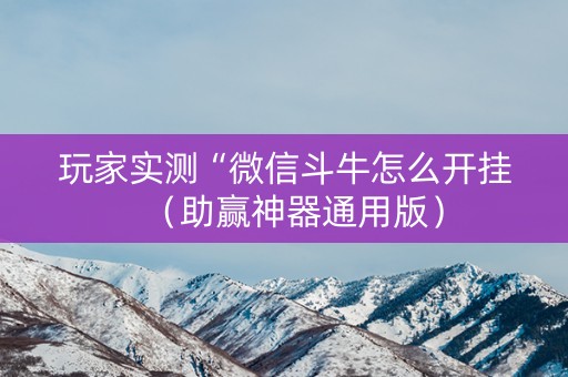 玩家实测“微信斗牛怎么开挂（助赢神器通用版）