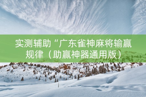 实测辅助“广东雀神麻将输赢规律（助赢神器通用版）