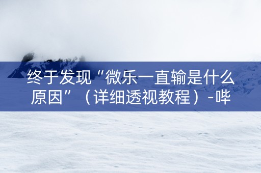 终于发现“微乐一直输是什么原因”（详细透视教程）-哔哩哔哩