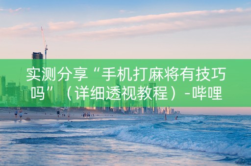 实测分享“手机打麻将有技巧吗”（详细透视教程）-哔哩哔哩