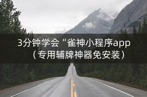 3分钟学会“雀神小程序app（专用辅牌神器免安装）