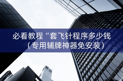 必看教程“套飞针程序多少钱（专用辅牌神器免安装）