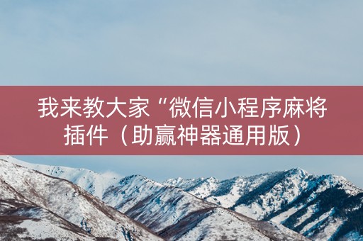 我来教大家“微信小程序麻将插件（助赢神器通用版）