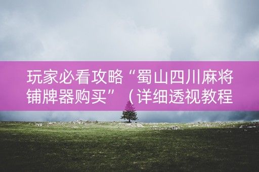 玩家必看攻略“蜀山四川麻将铺牌器购买”（详细透视教程）-哔哩哔哩