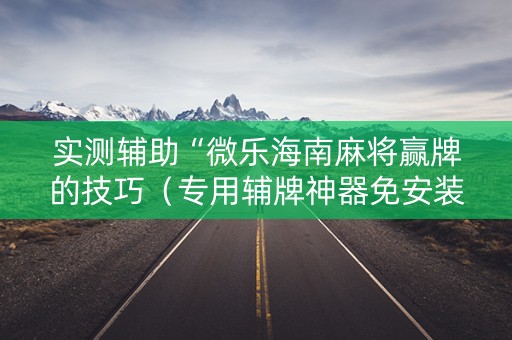 实测辅助“微乐海南麻将赢牌的技巧（专用辅牌神器免安装）