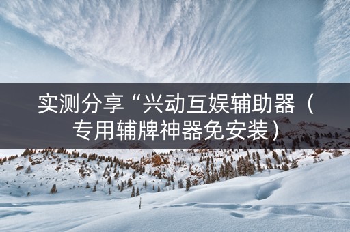 实测分享“兴动互娱辅助器（专用辅牌神器免安装）