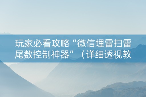 玩家必看攻略“微信埋雷扫雷尾数控制神器”（详细透视教程）-哔哩哔哩