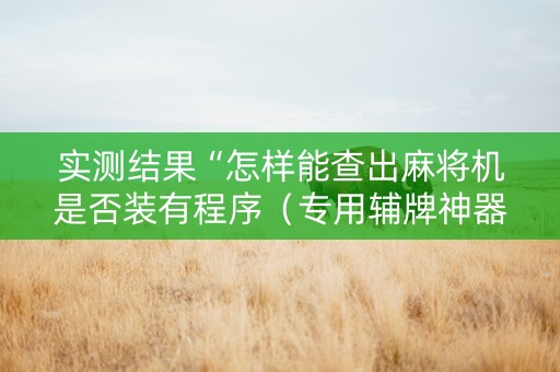 实测结果“怎样能查出麻将机是否装有程序（专用辅牌神器免安装）
