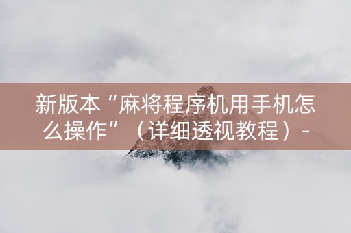 新版本“麻将程序机用手机怎么操作”（详细透视教程）-哔哩哔哩