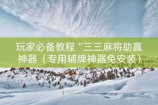 玩家必备教程“三三麻将助赢神器（专用辅牌神器免安装）