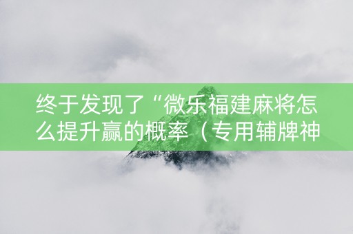 终于发现了“微乐福建麻将怎么提升赢的概率（专用辅牌神器免安装）