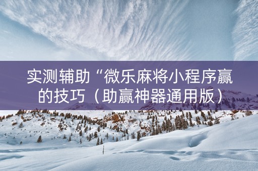 实测辅助“微乐麻将小程序赢的技巧（助赢神器通用版）