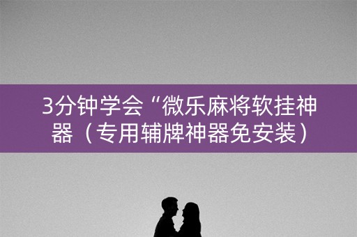 3分钟学会“微乐麻将软挂神器（专用辅牌神器免安装）