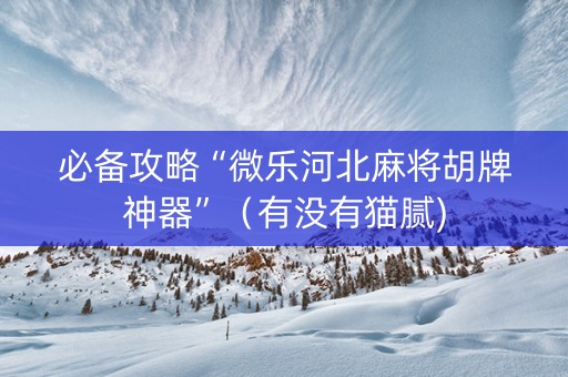 必备攻略“微乐河北麻将胡牌神器”（有没有猫腻)