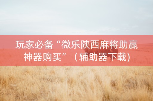 玩家必备“微乐陕西麻将助赢神器购买”（辅助器下载)