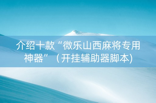 介绍十款“微乐山西麻将专用神器”（开挂辅助器脚本)