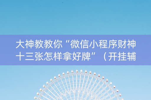 大神教教你“微信小程序财神十三张怎样拿好牌”（开挂辅助插件)