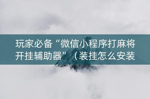 玩家必备“微信小程序打麻将开挂辅助器”（装挂怎么安装)