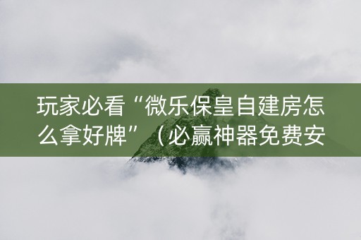 玩家必看“微乐保皇自建房怎么拿好牌”（必赢神器免费安装)