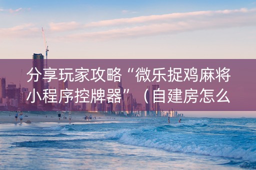 分享玩家攻略“微乐捉鸡麻将小程序控牌器”（自建房怎么拿好牌)