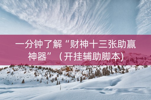 一分钟了解“财神十三张助赢神器”（开挂辅助脚本)